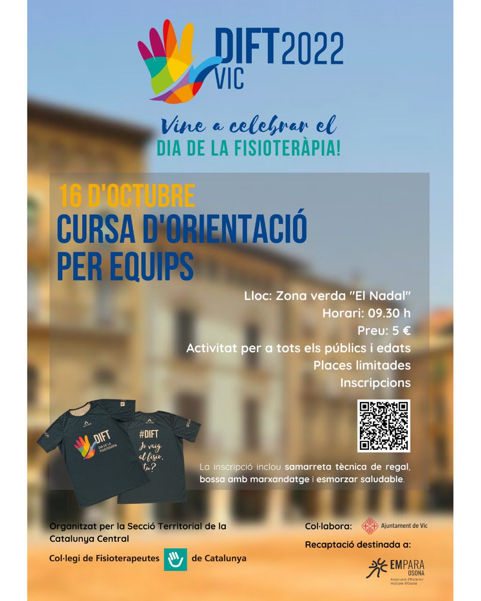 🔥 Ha arribat l'hora! Avui celebrem amb tu el #DIFT2022 a Vic!

🤗 Ens espera una jornada plena de salut, diversió i regals!

#DIFT2022 #fisioterapeutes