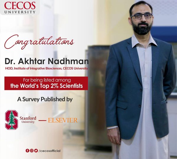 iibcecos's tweet photo. We have the best of the best! Dr. Akhtar Nadhman, HoD IIB, CECOS University, is listed among the World’s Top 2% scientists in an annual survey by Stanford University. MANY CONGRATS, Sir. This is just another of the many reasons to be proud of you and IIB!!
https://t.co/Vqcz93VnJh https://t.co/FV1yz1xZX6