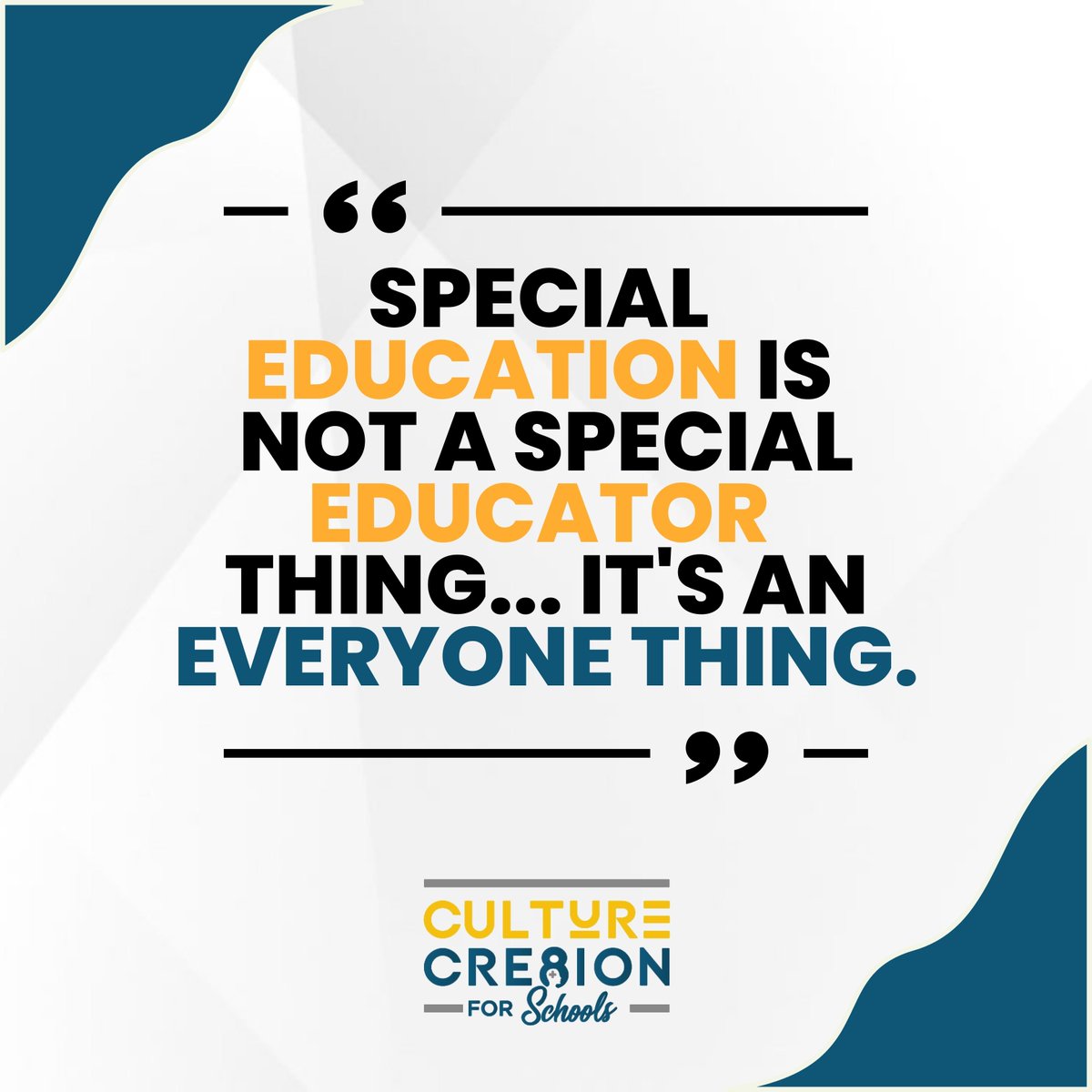 CultureCre8ion's tweet photo. What are the biggest obstacles to authentic inclusion? One big one that stands out is a lack of understanding and knowledge about each person's roles and responsibilities related to serving students with disabilities.
.
.
.
#culturecre8ion #positiveculture #positiveworld https://t.co/A40QMYU4EC