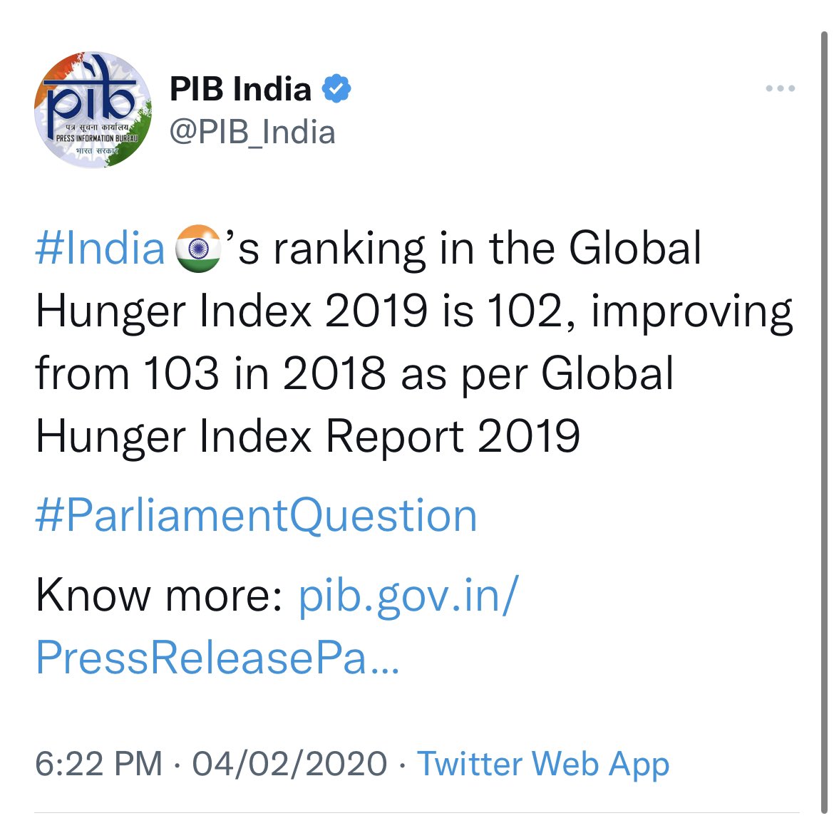 samjawed65's tweet photo. This is how it works. 
2022: ‘An erroneous measure of hunger that suffers from serious methodological issues’
2020: Yay! we improved our rank from 103 to 102
19/n https://t.co/nNQd6hk81F