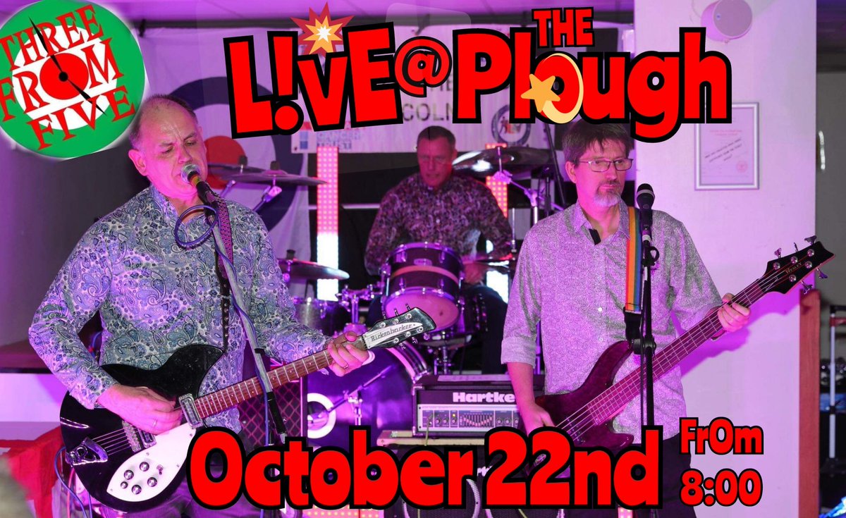 Catch us L!Ve at The Plough, Newark Road, Lincoln on Saturday 22nd Oct. The fun starts around 8:00pm
#LincsConnect
#LiveMusic
Facebook.com/ThreeFromFive