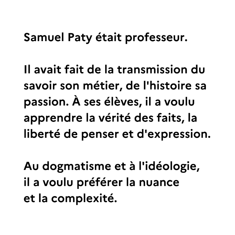 PapNdiaye's tweet photo. En ce dimanche 16 octobre, rappelons-nous Samuel Paty, lâchement assassiné il y a deux ans par un terroriste islamiste.