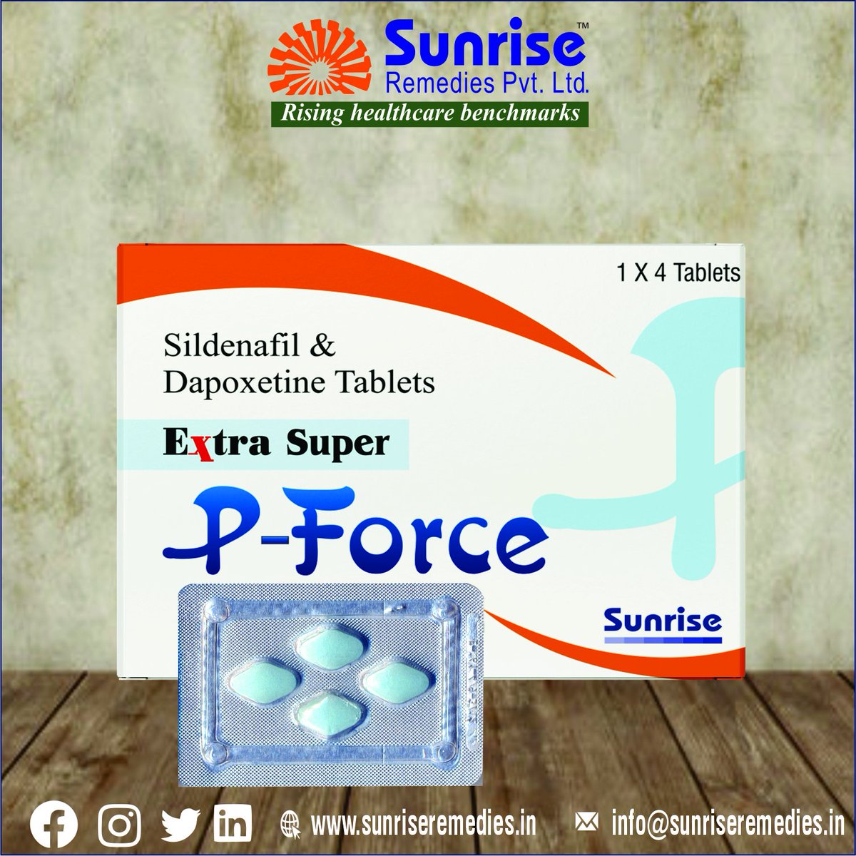 sunriserem's tweet photo. #ExtraSuperPForce Generic Sildenafil &amp; Dapoxetine Most Popular Products From Sunrise Remedies Pvt. Ltd.

Read More: https://t.co/Hmp7B7Q5z1

#Sildenafil #Dapoxetine #Tadalafil #Vardenafil #Avanafil #Udenafil #PharmaManufacturing #MedicineExporter #PharmaFormulation #Export https://t.co/p7NgZRAIHr