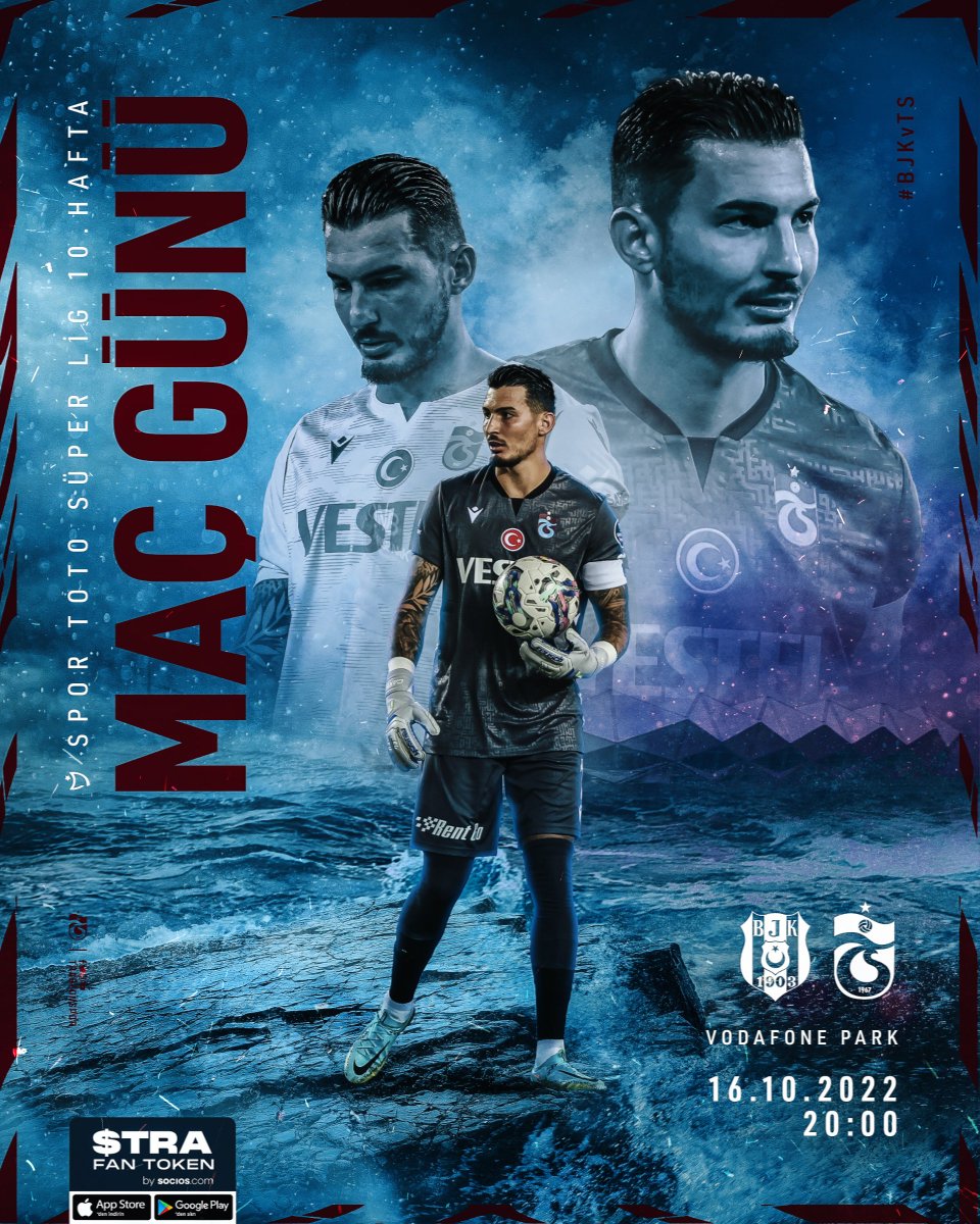 🔥MAÇ GÜNÜ 🔴🔵 
⚽ #FırtınaZamanı
🆚 Beşiktaş
🗓️ 16.10.2022 Pazar
⏰ 20.00
🏟️ Vodafone Park
📲 #BJKvTS
👕 Mavi Forma