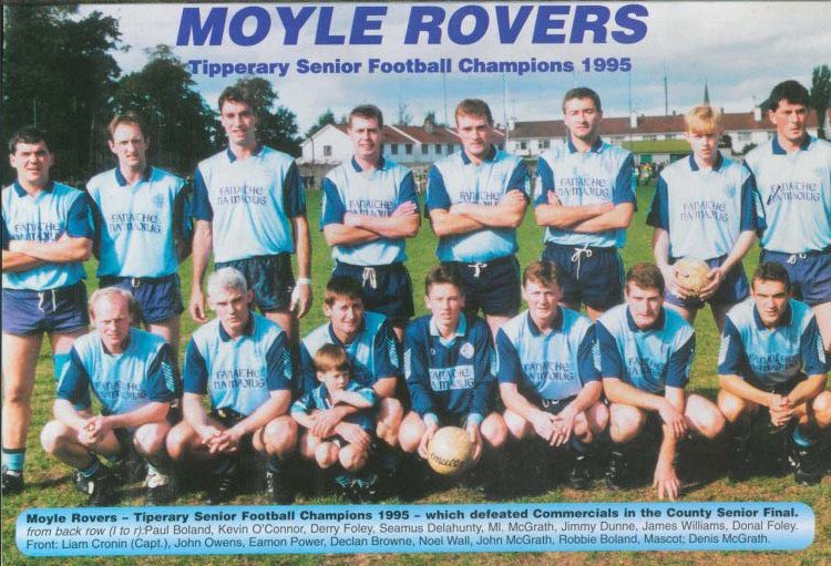 TipperaryGAA's tweet photo. As has been the custom for many years on County Final day, Tipperary GAA will today honour a team, or in this year’s case, teams of the past. The men who will take to the field between both games today are the County Champions of 1995 &amp; 1996 @moyleroversclub 
Enjoy the day Lads. https://t.co/9LctRgMmjQ