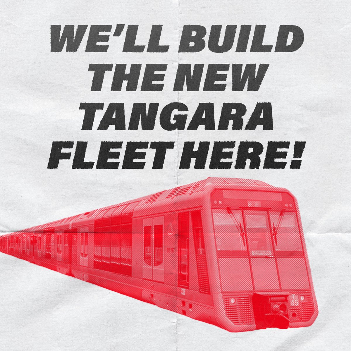 Almost everyone has caught a Tangara - and Labor will build a brand new fleet of them right here.

Giving us public transport that actually works.

And creating at least 1,000 good, long term Aussie jobs.

This is the power of Labor Governments.