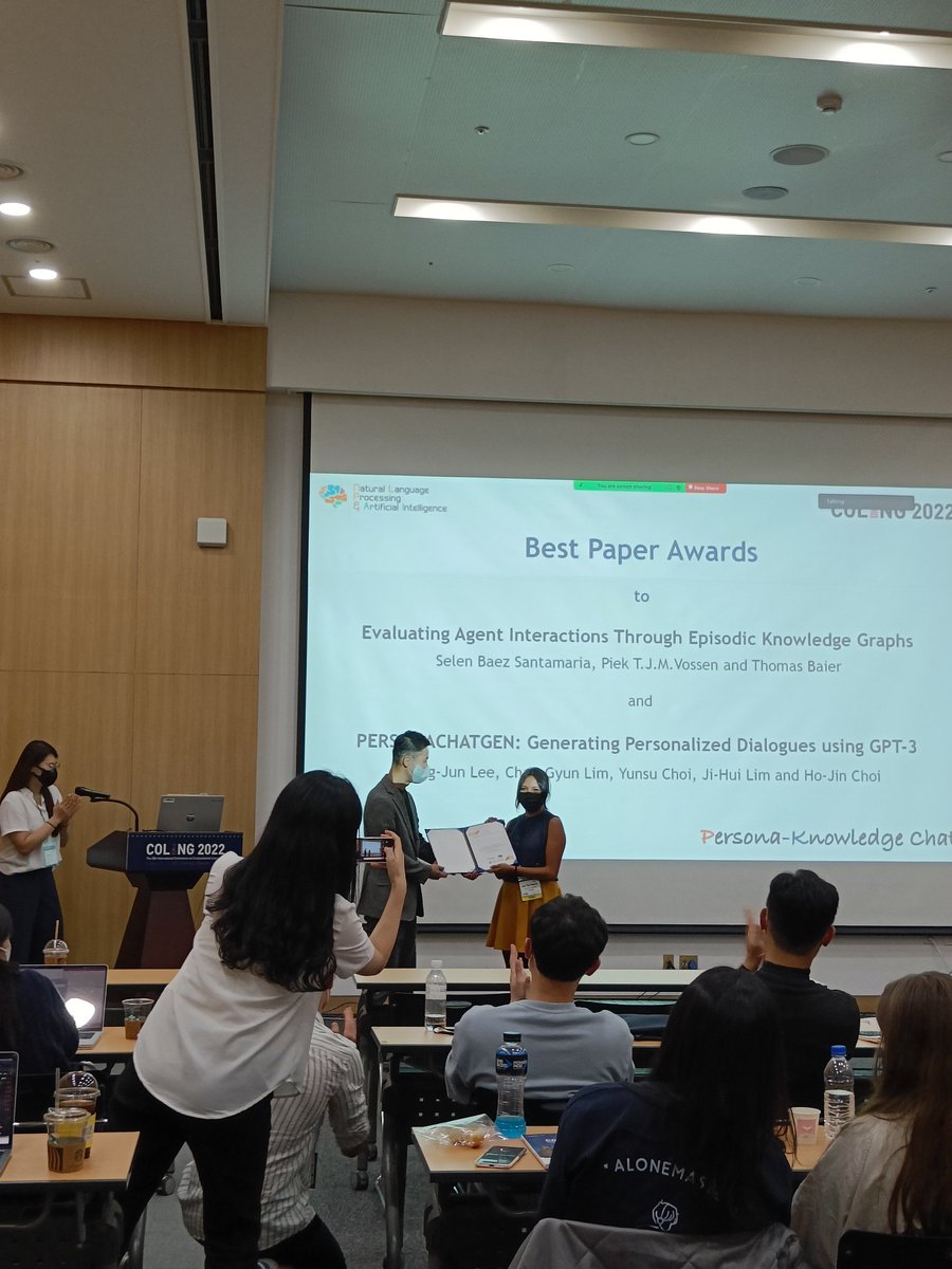 Our @CLTLVU colleague <a href="/Sel_Baez/">Selene Baez Santamaria</a> together with @PiekVossen and Thomas Baier just won the best paper award at the Workshop on Customized Chat Grounding Persona and Knowledge. Hurray! <a href="/coling2022/">COLING 2022</a>