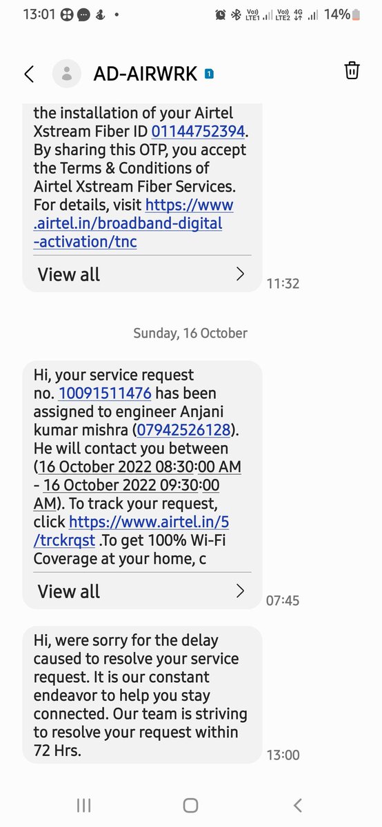 manavtweets's tweet photo. @airtelindia  pathetic experience from airtel brodbend ,bhai logo phele apne existing customer ki problem resolve karo .5hrs me bhi aap ke yaha se no solution. https://t.co/LgqC1OyABz