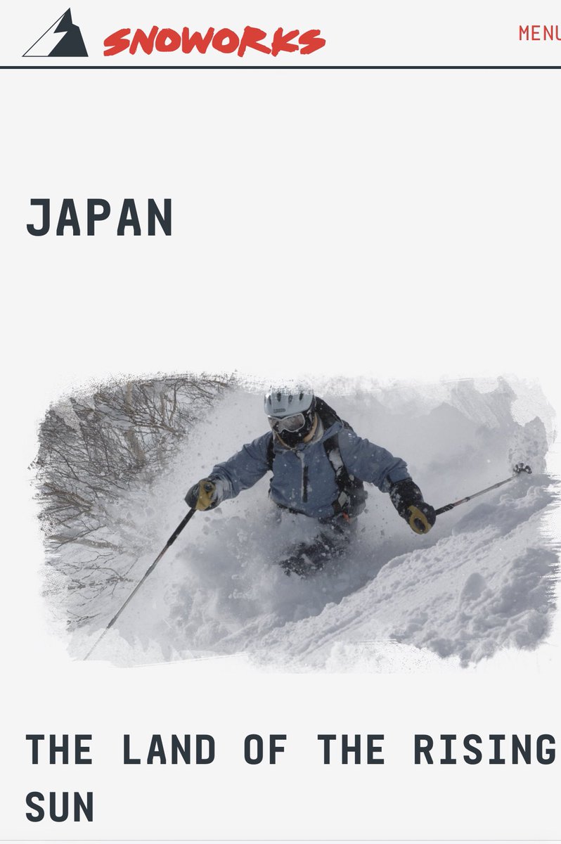 Snoworks's tweet photo. SKI POWDER IN THE LAND OF THE RISING SUN
Japan has up to 15 metres of annual snowfall! That’s three times the annual snowfall of top European ski resorts. It’s a shorter season than Europe so on average you’re looking at 1.5 metres of snow per week, 20-30cm per day. Wow! https://t.co/BmTlRYXENz