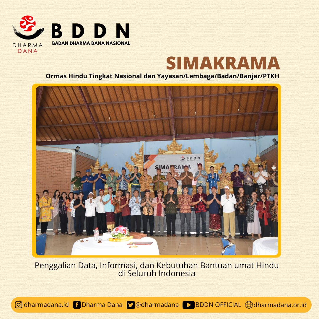 DharmaDana's tweet photo. Om Swastyastu
Telah terselenggara Simakarama Yayasan BDDN bersama dengan Ormas Hindu Tingkat Nasional, Yayasan, Lembaga, Badan, Banjar, dan PTKH di GOR Serbaguna Pura Agung Taman Sari.
Kegiatan yang dilaksanakan secara daring dan luring diikuti oleh 150 peserta.
#Simakrama https://t.co/o81a4wQoJE
