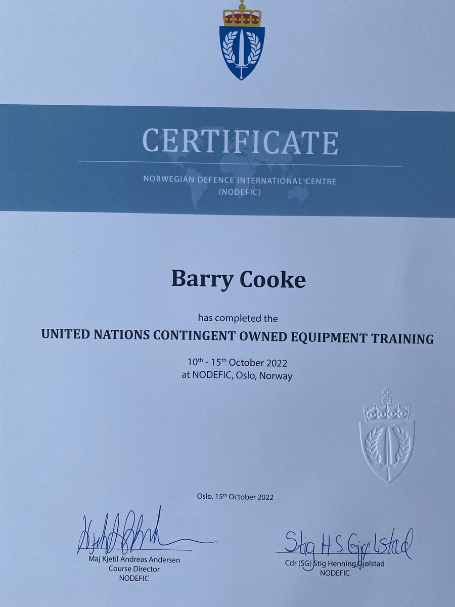 Fantastic UN logistics course <a href="/Forsvaret_no/">Norwegian Armed Forces | Forsvaret</a>. Great learning design made it fun and developed friendships; fundamental prep for COE financial negotiations in NY in Jan.
<a href="/DSLAWorthy_Down/">DSLA</a> <a href="/DCLPA_HQ/">DCLPA_HQ</a> <a href="/UKMilAd_UN/">UK UN Military Advisor</a> <a href="/CaldicottMike/">Mike Caldicott</a> <a href="/DclpaP/">DCLPA-PATW</a>
