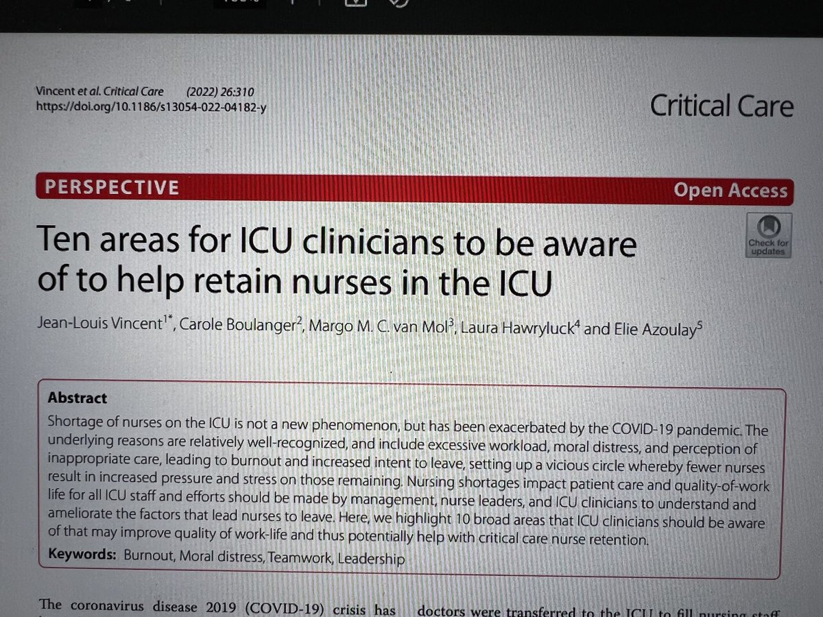 Let us consider some fundamental ideas to keep … and attract more nurses! #nursing #COVID19 #icu #CriticalCare #isicem