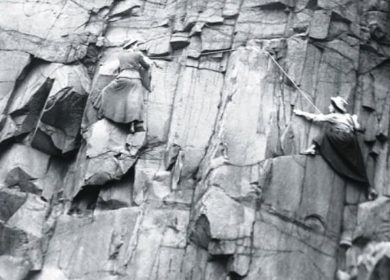 Rock climbers Lucy Smith and Pauline Rankin of the Ladies’ Scottish Climbing Club, 1908, Salisbury Crags, Scotland #WomensArt