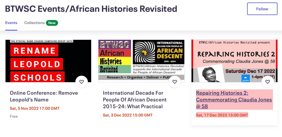 Peep AfricanHistoryPlus.eventbrite.com Repairing Histories 2: Commemorating Claudia Jones @ 58 Sat, 17 Dec 2022, 1-4pm GMT 📢👀🌍Zoom @WomenEdLondon @womnknowhistory @browniestories @hour_womans @womeninctrl @nadiactrl @DopeBlackwomen @BlackWomenPhDs @UsalamaAfrican @africanwomeneu