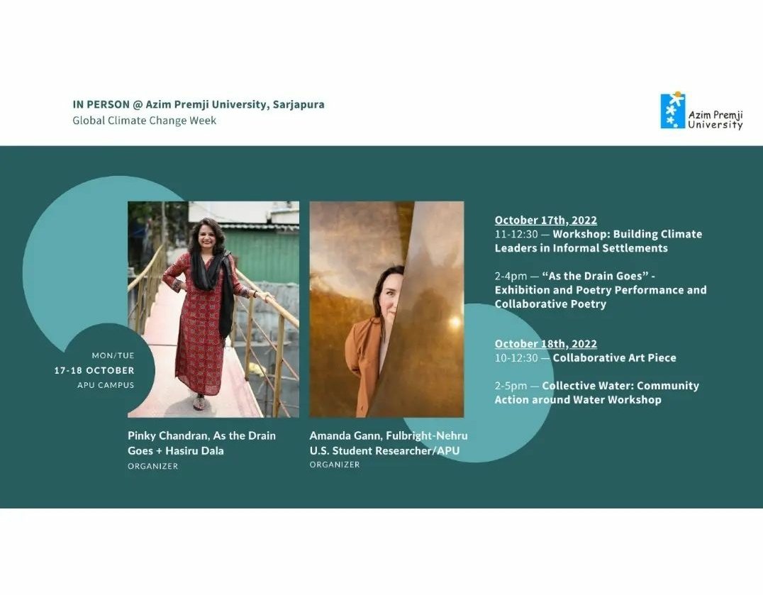 sustainBLR's tweet photo. Join in tomorrow @azimpremjiuniv #globalclimatechangeweek
@pinkychandran & Amanda Gann have curated an exciting series of events.
Kicks off 11 AM. Panel on 'Building Climate Leaders in Informal Settlements' w @shekar_nalini @Being_Akbar @Hasiru_Dala @BiomeTrust @citizenmatters https://t.co/K0rT8gh89X