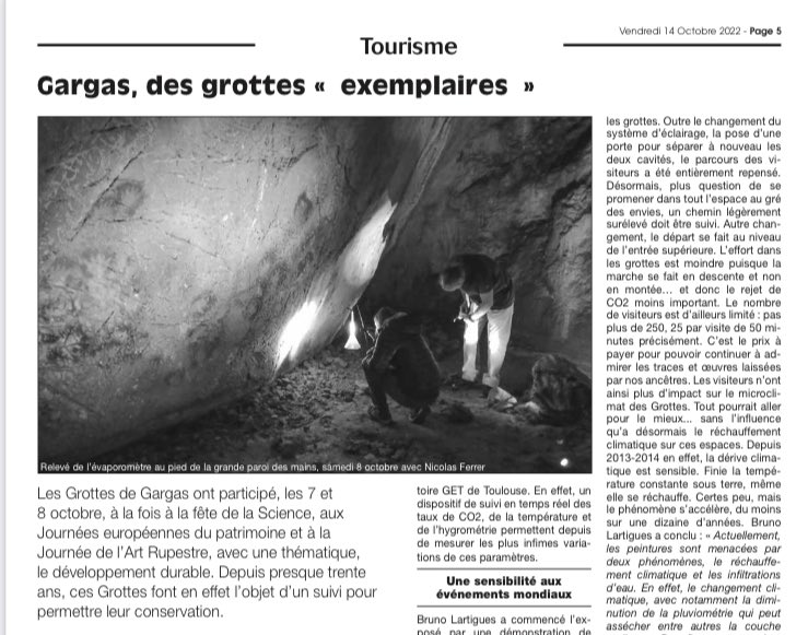 aventignan's tweet photo. A lire dans La Montagne des Hautes-Pyrénées cette semaine un compte-rendu de la conférence donnée à Gargas à l’occasion de la Journée européenne de l’Art rupestre @EuropeanRockArt @CCNesteBarousse @aventignan https://t.co/DlvV9JOL9P