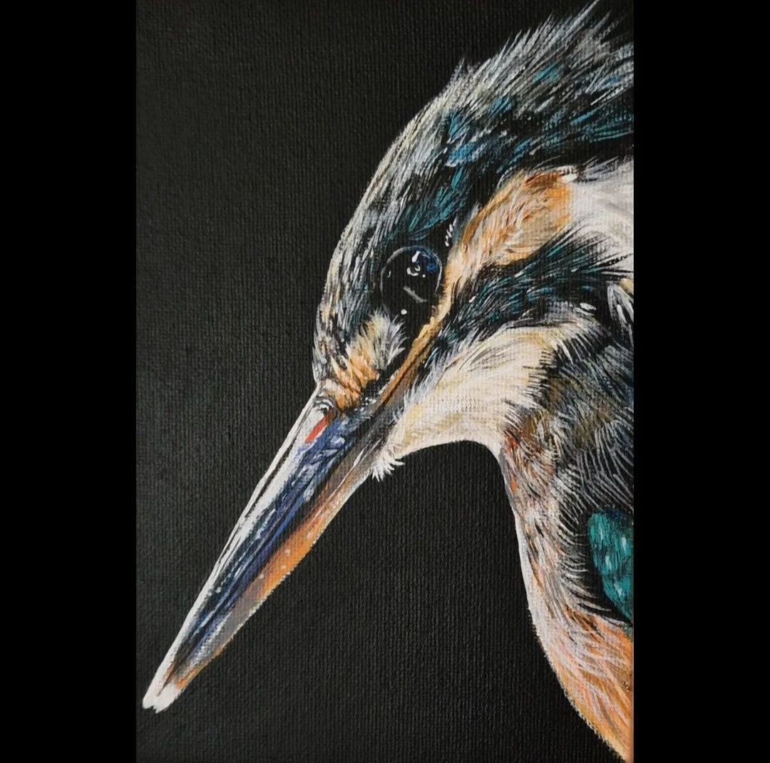 The last from my kinfishers trio,my fav 10x18cm,ref. photo : @kawase45 
#acrylicpainting #kingfisher #kingfisherart #birdpainting #wildlifeart #birdart #birdworld #wildlifeartist #smallapainting #smallart