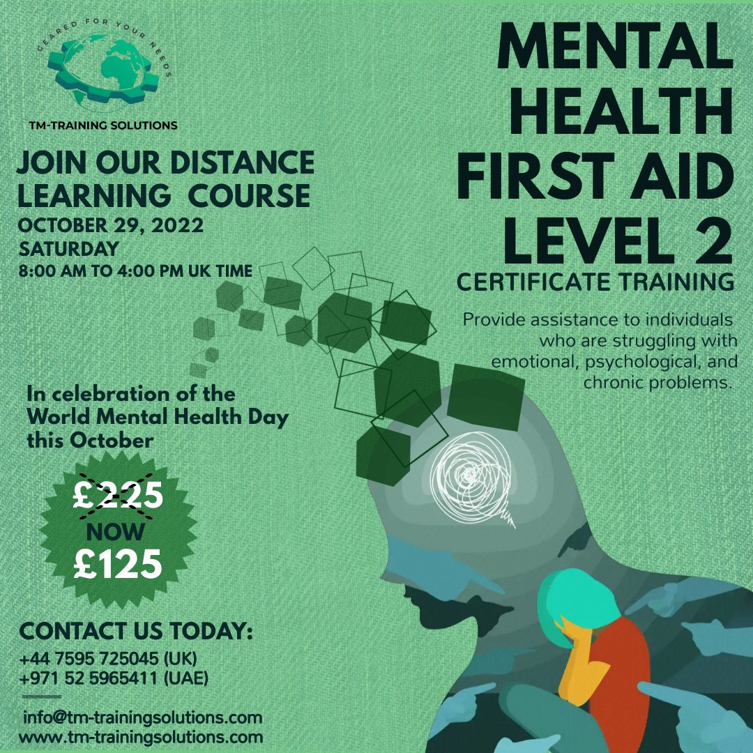tmtrainings's tweet photo. Let us raise #Awareness of #mentalhealth issues around the world and mobilise efforts in #support of mental health.
BOOK YOUR SPOT NOW FOR ONLY £125 IN CELEBRATION OF THE #WorldMentalHealthDay2022
OCTOBER 29, 2022 - Saturday
8:00 AM - 4:00 PM UK Time
https://t.co/pPZufdZetX https://t.co/FG0OoT0kZS