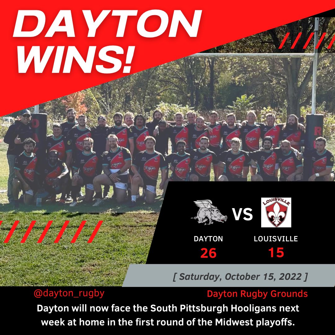 The D3 Men got a huge win yesterday over Louisville that will send them into the first round of the Midwest playoffs, next weekend against the South Pittsburgh Hooligans!
#daytonrugby #daytonrugbygrounds #flyingpigs #mensrugby #d3rugby #dayton #harrisontownship #flyingpigsrugby