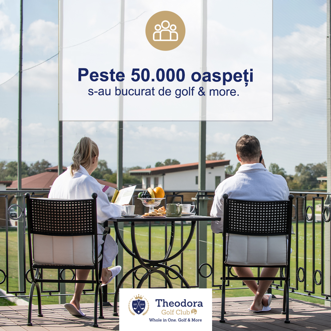 TheodoraGolf's tweet photo. În cei #5ani, peste de 50 000 de oaspeți ne-au trecut pragul resortului pentru a se bucura de golf &amp; more. Au petrecut alături de cei dragi clipe magice pe terenul de golf, au savurat băuturi și preparate îmbietoare, la restaurantul #TheView ori s-au relaxat în camerele de 4 ⭐️ https://t.co/vZoesD44Ut