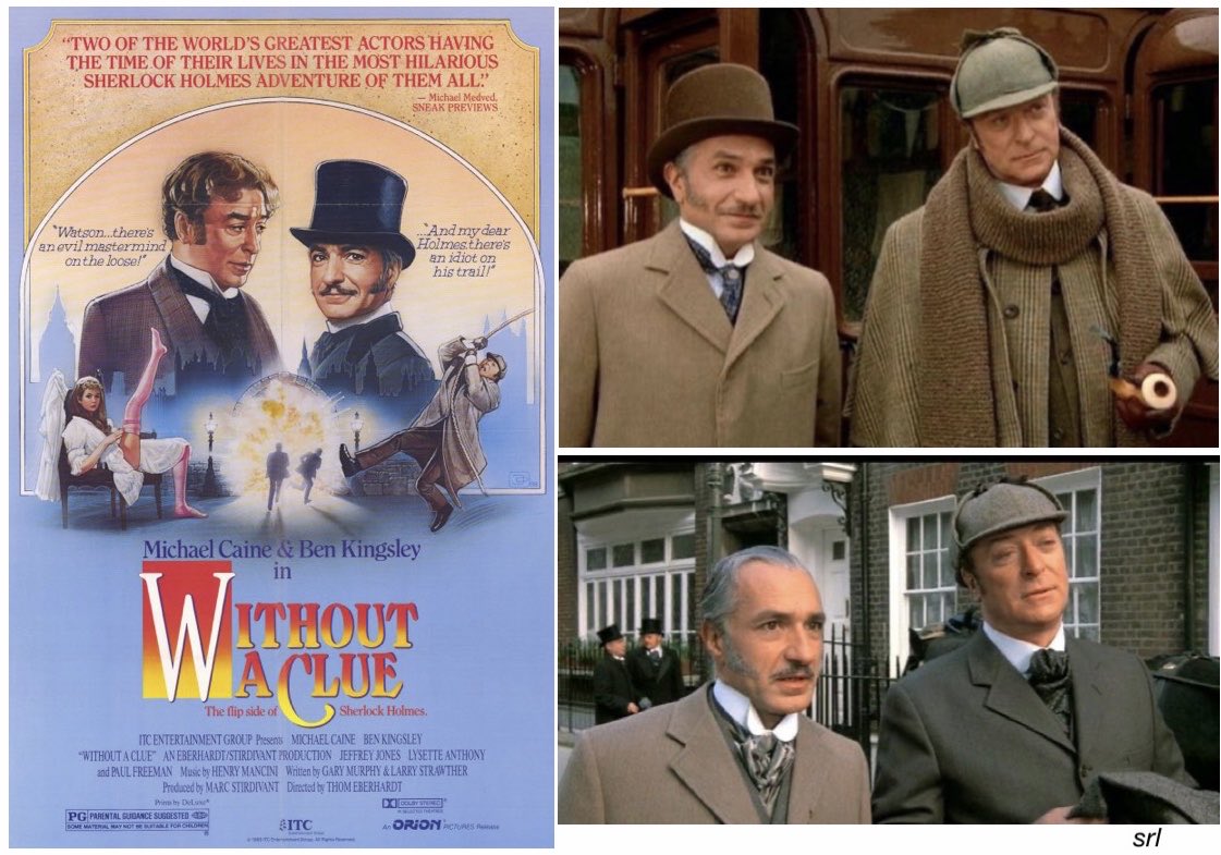 SaveRedlandLibr's tweet photo. 10:25am TODAY on @TalkingPicsTV 

The 1988 #Comedy film🎥 “Without a Clue” directed by #ThomEberhardt from a screenplay by #LarryStrawther &amp; #GaryMurphy

🌟#MichaelCaine #BenKingsley
+ #JeffreyJones #LysetteAnthony #PaulFreeman #PeterCook #NigelDavenport https://t.co/bIB21GW8bO