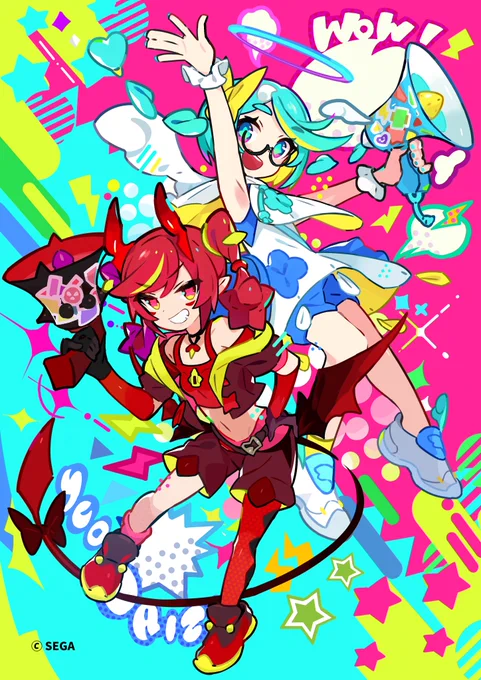 【お仕事告知】「CHUNITHM SUN」さまより、ガチ恋ラビリンスのキャラクター、『チキ&ウリシュ』を描かせていただきました是非遊んでみてください 