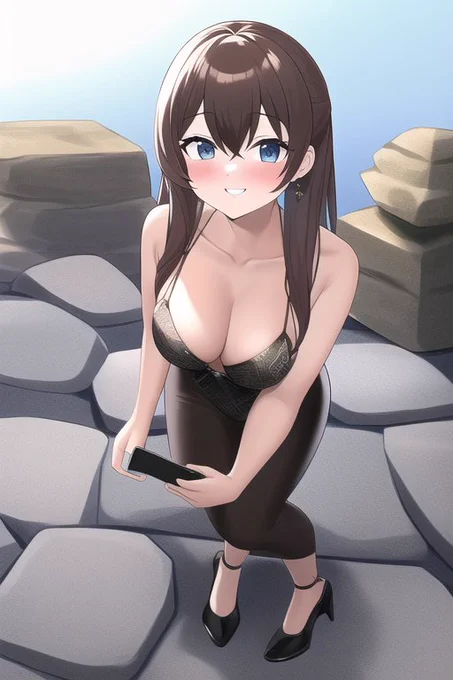 「A young lady from a prominent local family standing a Nendoroid on a pile of stones in a forbidden area and taking a photo with her smartphone」

(禁足地の石積みの上に、ねんどろいどを立てて、スマホで写真を撮る地元の名家のお嬢様)

ああー
なんでもやってみるもんだなあ、と言うか… 