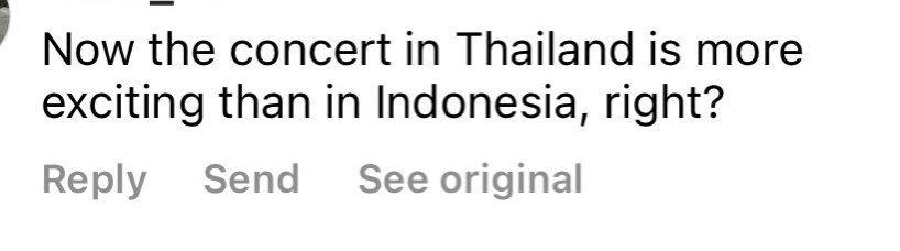 ขออนุญาตนะ กรุณากดแปลอีกที คุณจะมาประสาทแดกแบบนี้ไม่ได้นะคะ ถ้าคุณเป็นแฟนคลับแจมิน คุณจะรู้ว่าแจมินรักแฟนคลับของเขามาก ไม่เคยแบ่งว่ารักใครมากกว่า การที่คุณพากันไปคอมเมนต์แบบนี้คุณกำลังดูถูกความรักของแจมินอยู่ แจมินไปอินโดตั้งกี่ครั้ง นี่เขามาไทยในรอบ 3 ปี พวกคุณเป็นอะไร