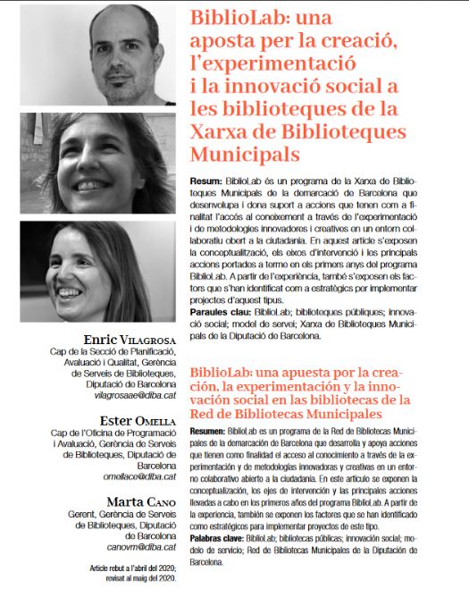 revistaItem's tweet photo. Divendres creatiu a #ArxiuITEM: '#Bibiolab: una aposta per la creació, l’experimentació i la innovació social a @bibliotequesXBM ’, per @EnricVilagrosa, @ester_omella i #MartaCano . #item68 dedicat a la #culturamaker https://t.co/08YIyxAHxT
#biblioteques #makers https://t.co/ajl8dd06sN