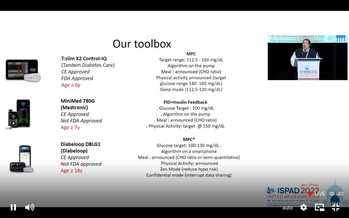 1derfultype's tweet image. 🧵#ClosedLoop pediatrics – where are we now?

'We still are in the 1st steps of the "Artificial Pancreas".'
-Andrea Scaramuzza

✅ #ControlIQ
✅ #780G
✅ #Diabeloop
✅ #CamAPS
✅ #Omnipod5
✅ #DYIAPS

#ISPAD2022 #dedoc°voices #NothingAboutUsWithoutUs @dedocORG @ispad_org 2/n