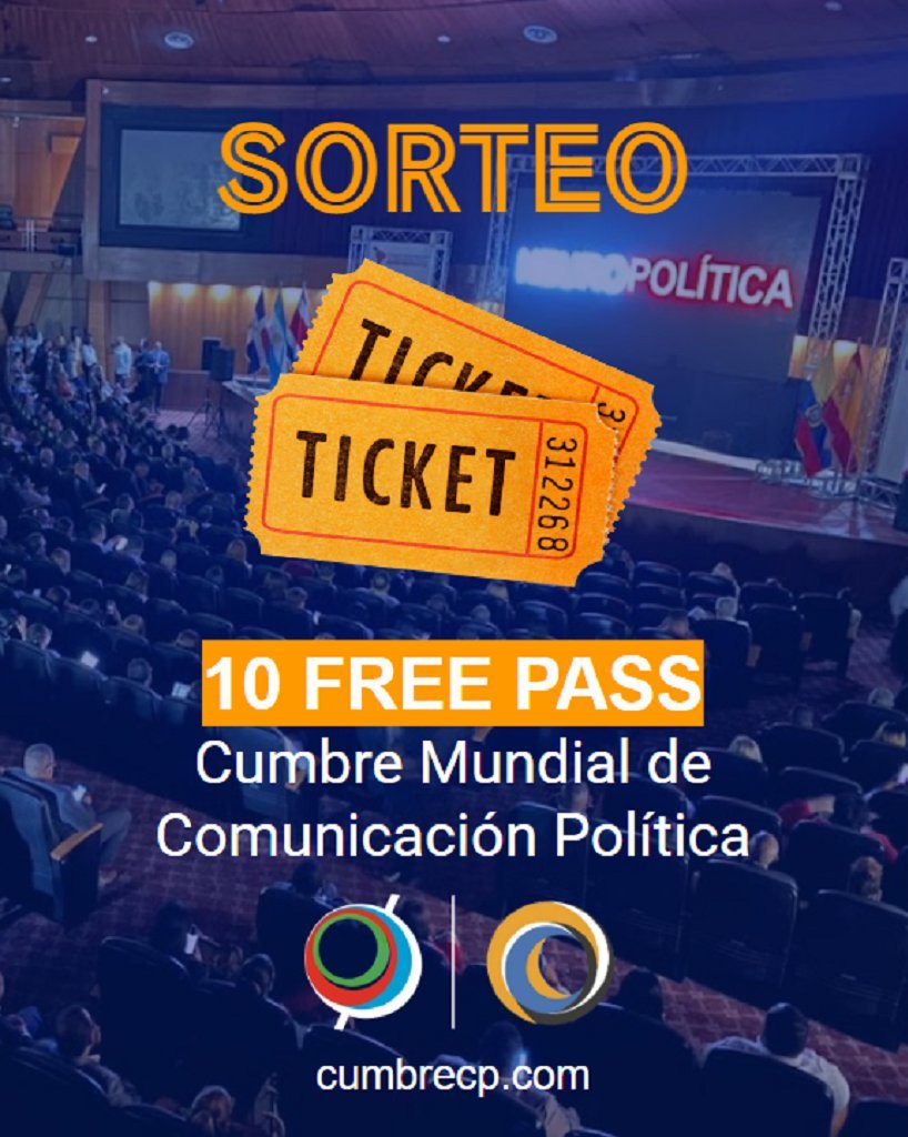 💥 ¡SORTEO DE ENTRADAS PARA LA CUMBRE MUNDIAL DE COMUNICACIÓN POLÍTICA ! 💥
¿Querés vivir la 
<a href="/CumbreCP/">CumbreCP</a>
 en Buenos Aires de forma presencial?
👉 PARTICIPÁ POR 10 PASES FREE
-Dar MG y RT
-Seguirnos 
<a href="/PolComOk/">#POLCOM - Política Comunicada</a>
  -Mencionar 2 amigos

😉 El sorteo finaliza el martes 18 octubre