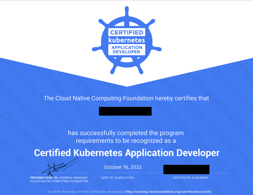 amkmpp's tweet image. Certified Kubernetes Application Developer (CKAD)うかったー。わーい。