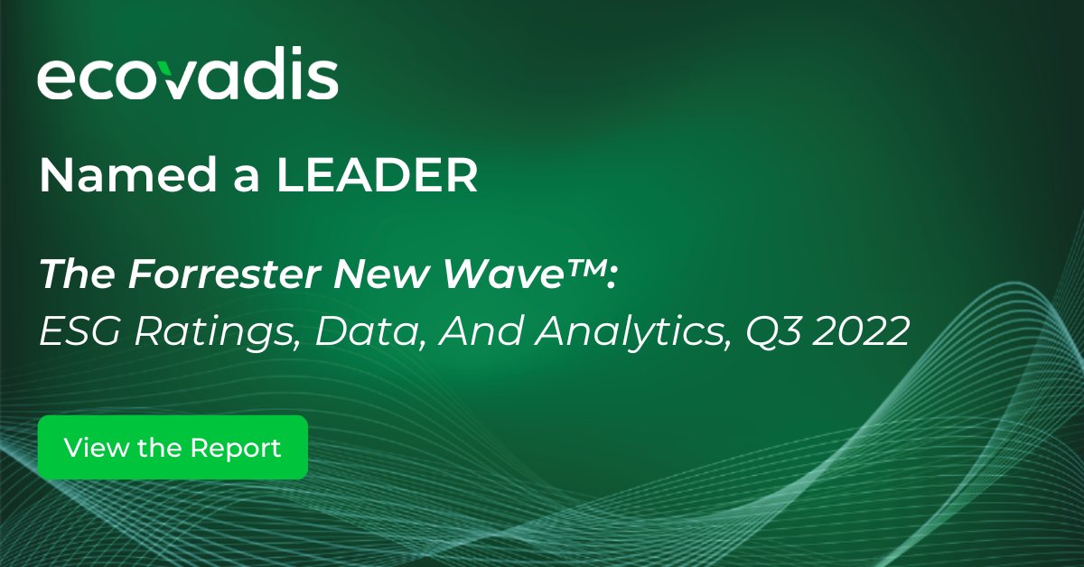 “The @forrester New Wave™: ESG Ratings, Data, And Analytics, Q3 2022” report finds EcoVadis to be “the best fit for companies that want to track and improve their suppliers’ ESG.” Find the full results in the report: ecovad.is/3D0d5U3