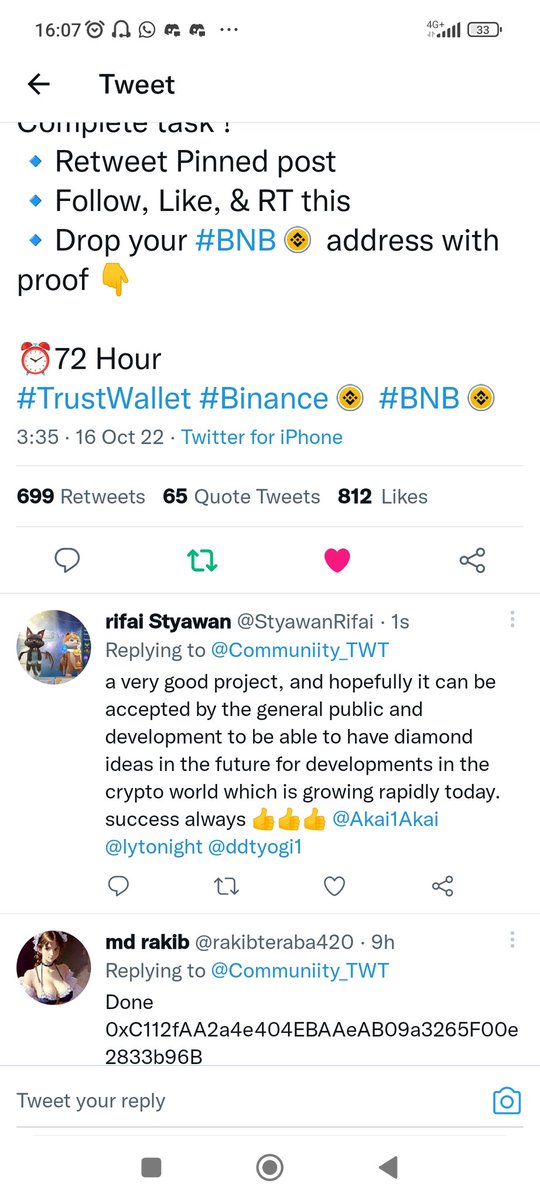 StyawanRifai's tweet photo. @Communiity_TWT a very good project, and hopefully it can be accepted by the general public and development to be able to have diamond ideas in the future for developments in the crypto world which is growing rapidly today.  success always 👍👍👍
@Akai1Akai  @lytonight @ddtyogi1 https://t.co/WDWb8EHQ98