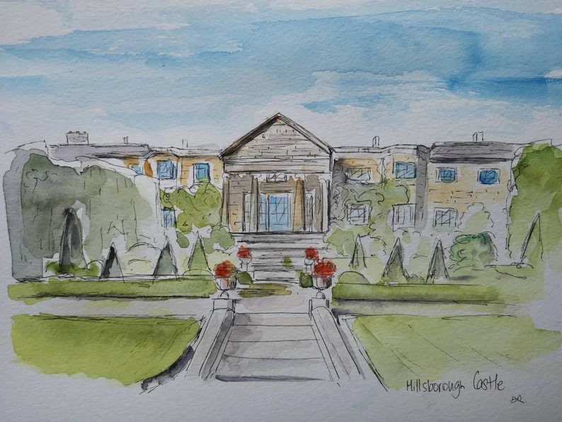 Watercolour sketch of the Royal residence in NI, #HillsboroughCastle only £25 delivered. #UKGiftHour #UKGiftAM #artforsale etsy.com/uk/listing/128…