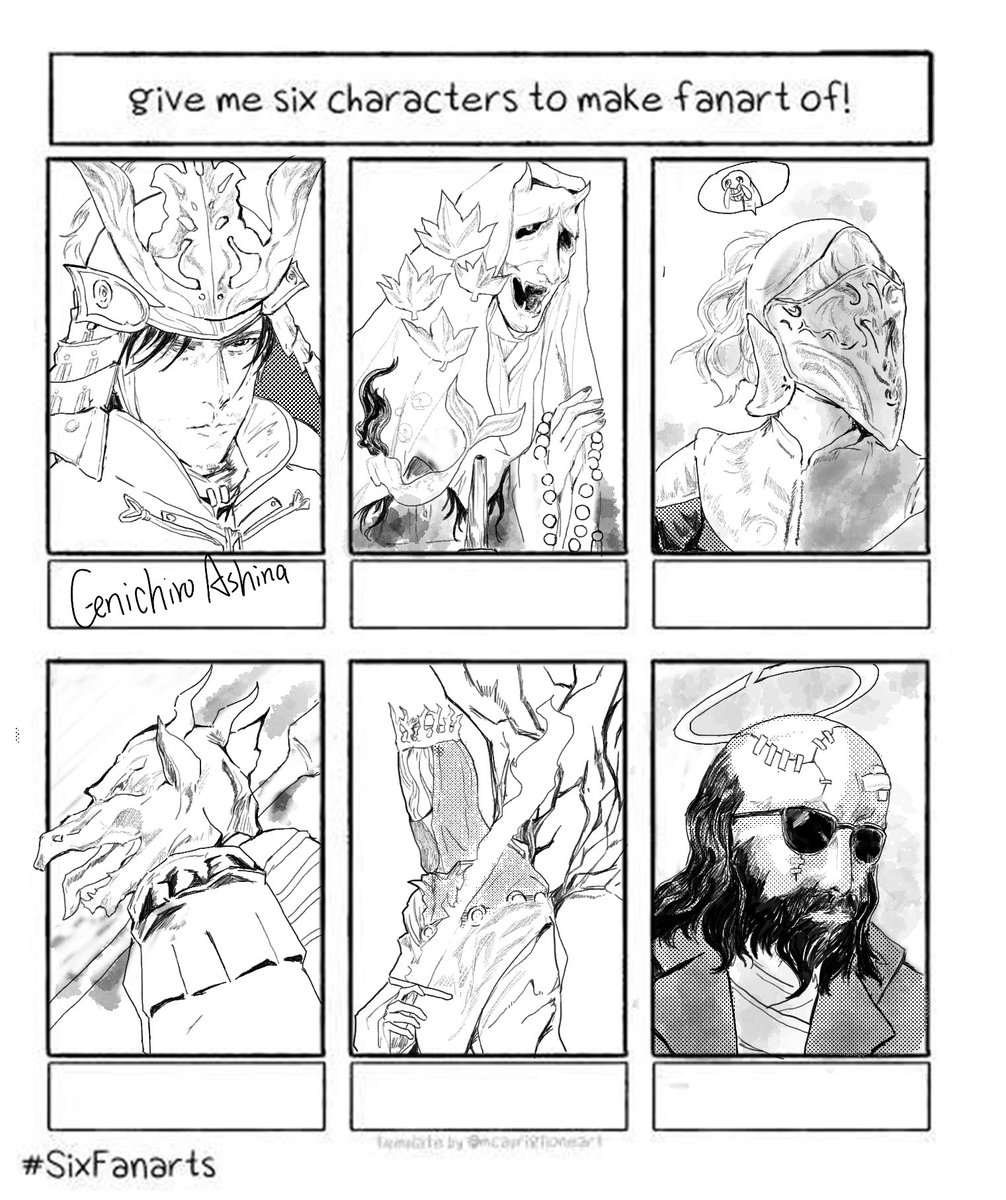 lommew's tweet photo. #Soulstober2022
#Soulstober
#SEKIRO #DarkSouls3 #Jebediah
six characters fanart!(Only open for QQ friends) https://t.co/nIMC16mmJu