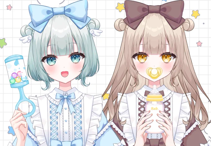 【Vtuber向け素材】BOOTHで販売開始した赤ちゃんセットの透過素材を配布します!カラバリ11色+肌の色5色+Live2Dの動きがついたものが販売中ですおしゃぶり▷※使用報告は任意です#Vtuber素材 #フリー素材 #Live2D 