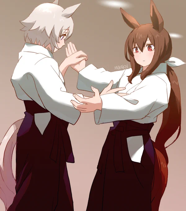 【ウマ娘】アヤベさんに合気道を教えるカレンチャンカレアヤ 道着似合うかなって#ウマ娘 #アドマイヤベガ 