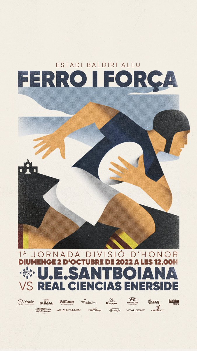 😍 Nos encanta cuando se juntan el arte y el deporte  🏉

Maravillosos los carteles de <a href="/MarcRios_/">Marc</a> para los partidos de la <a href="/UESantboiana/">U.E. Santboiana</a>