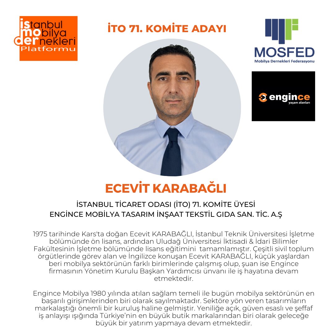 ismoder_secim's tweet photo. İTO 71. NO'LU MOBİLYA KOMİTESİ SEÇİMLERİ ADAYI
Ecevit KARABAĞLI (@ecevit_karabagli )
İstanbul Ticaret Odası (ito) 71. Komite Üyesi
ENGİNCE MOBİLYA TASARIM İNŞAAT TEKSTİL GIDA SAN. TİC. A.Ş
#OMSİAD #hepbirliktedahaileriye #maksder #MOSFED #MOBDER #İSMODER #MOSDER #MOBSAD #OMSAD https://t.co/IntTYoanI8