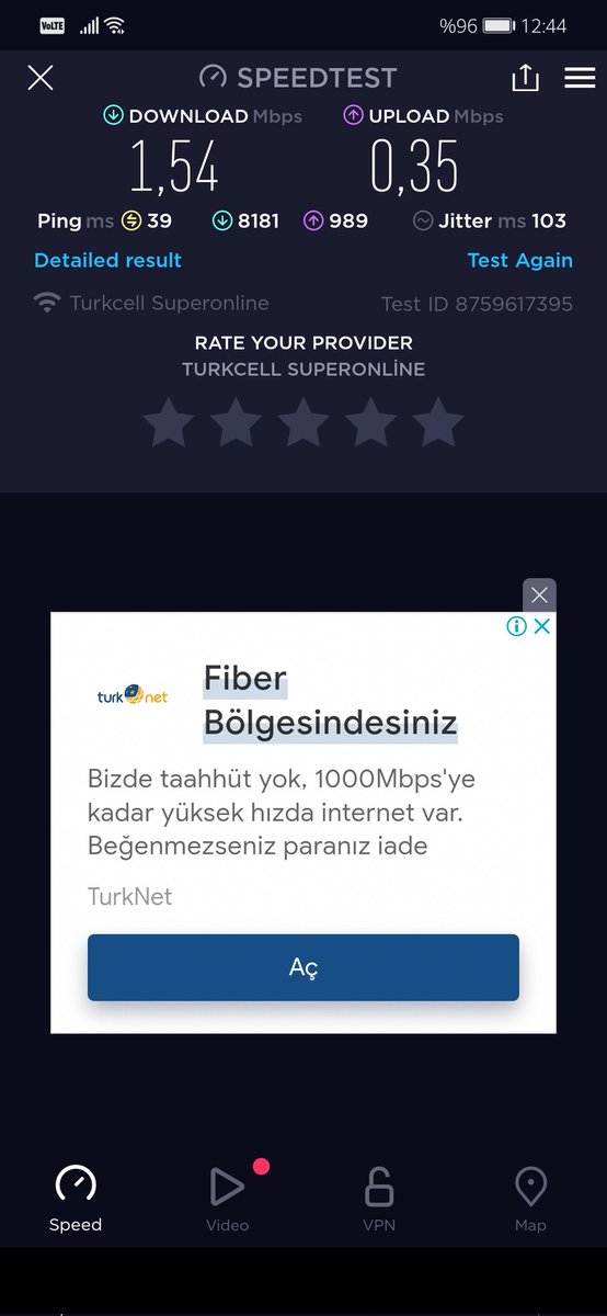 aaLican's tweet photo. Teşekkürler @TurkcellHizmet 100 mbps internet diye bize verdiğiniz hız için. https://t.co/IhJeazPHhN