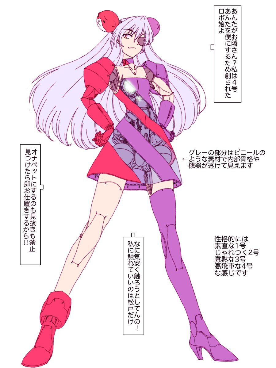 4号さんの基礎的イメージとイメージ固め用に描いたラフです 