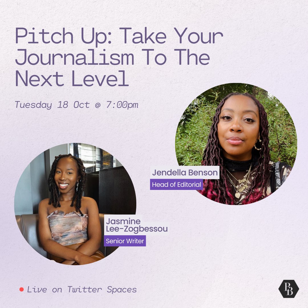 What makes a good pitch? What do we look for when commissioning articles? 👀 Join our Head of Editorial @JENDELLA & Senior Writer @jasmine_akua in our upcoming Twitter space 🗓 18th Oct 7pm 🔔 Set your reminders twitter.com/i/spaces/1gqxv… Share this with your networks!