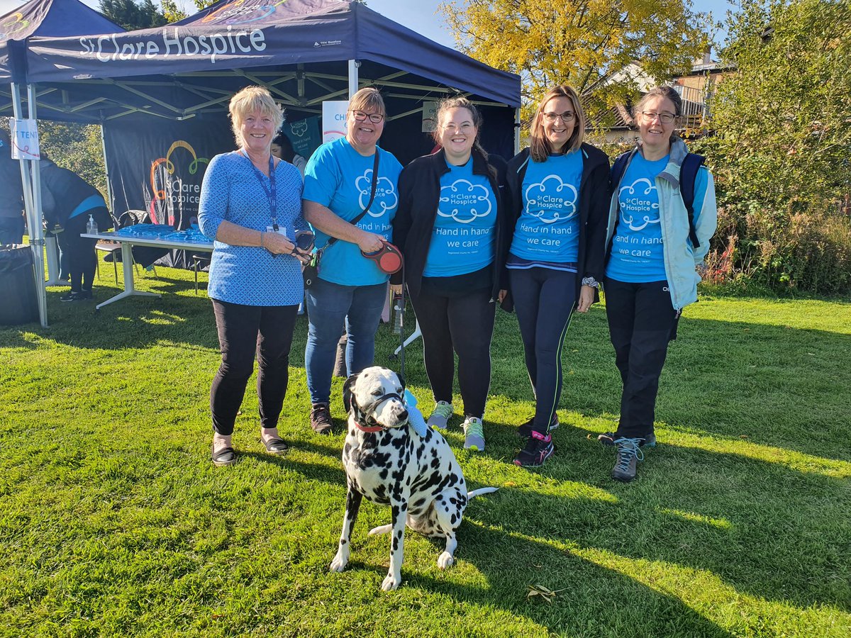 Our CNS nurse team and Dotty the Dalmation are ready to set off!  💙 #TeamStClare #WalkingInMemory #5k