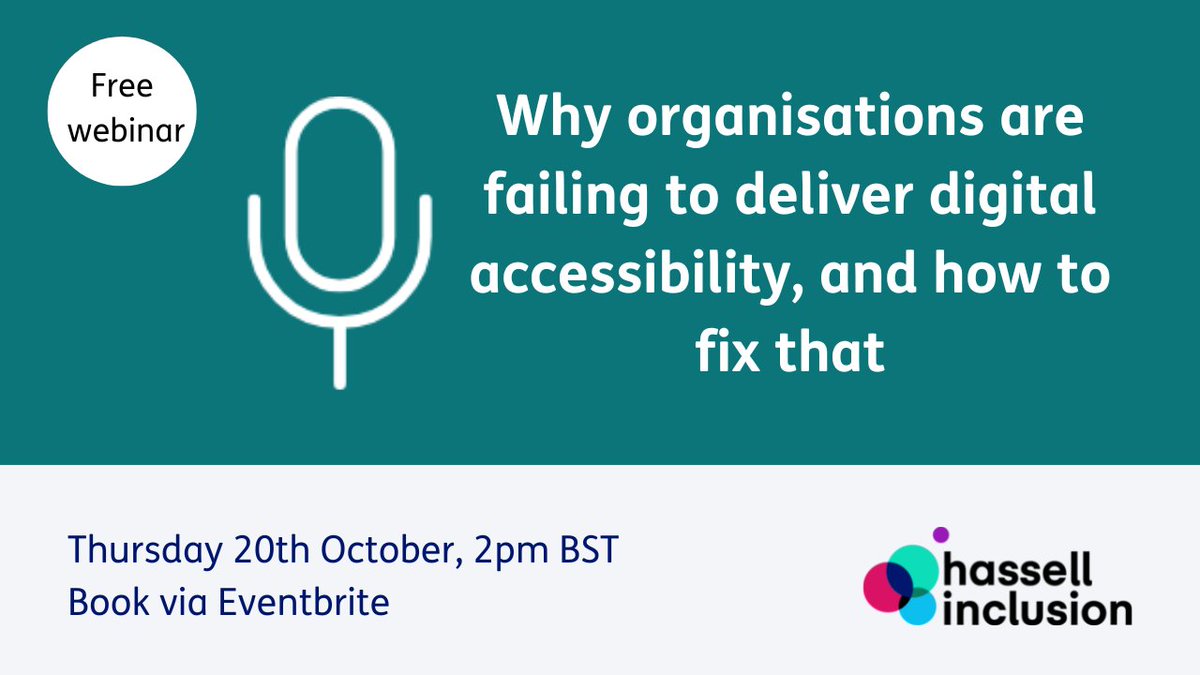 Join us for our free October #Webinar when we'll be discussing our new Accessibility Maturity research report. We'll be sharing the current situation, insights on why we're here, & what you can do to win at #A11y. Book: ow.ly/ORPy50KWYY0 #Digital #Leadership