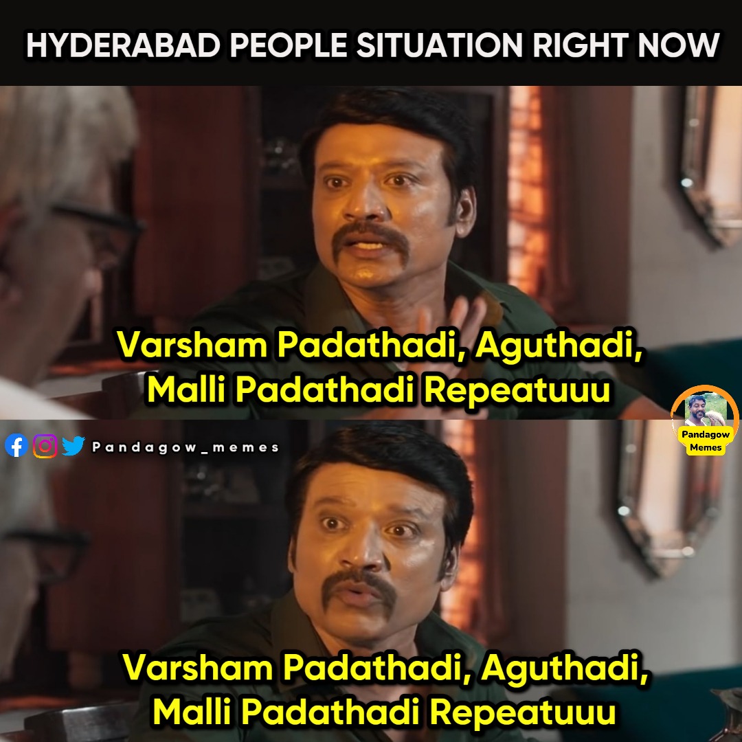 Kasepu Varsham, kasepu Yenda, malli vardham🥲🥲🥲
@pandagow_memes 
. 
#hydrabad #hyderabadgirls #hydgirls #pandagowmemes #memedailys #wather #hyderabaddiaries #hyderabadnews #food #telugusongss #viraltelugu #memedailys #rainingday #kukatpally #madhapur #nizambad #viraltelugureels