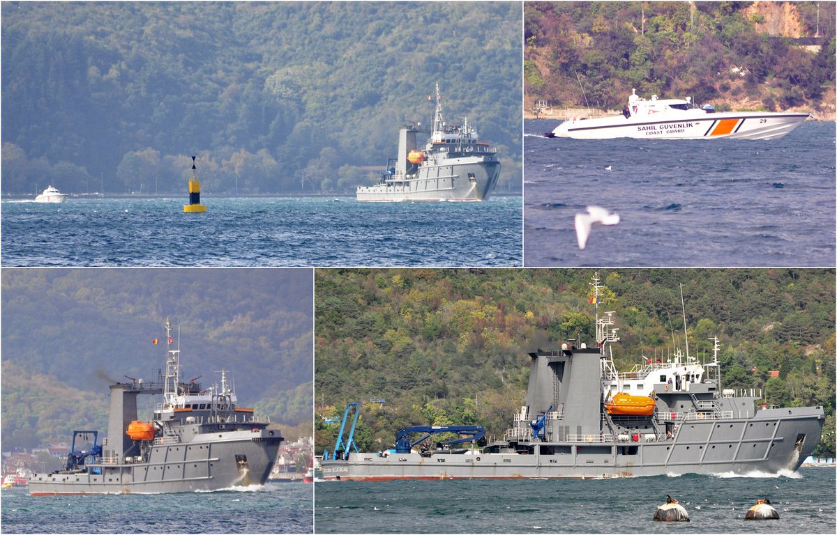 Portekiz'deki #DYMS22 tatbikatından dönen Romanya Deniz Kuvvetleri'ne (🇷🇴) ait hidrografik araştırma gemisi Cpt.Cdor. Alexandru Catuneanu bu sabah erken saatlerde Marmara Denizi'nden #İstanbulBoğazı'na giriş yaparak #Karadeniz'e açıldı. Askeri geminin geçişine #TCSG29 eşlik etti.