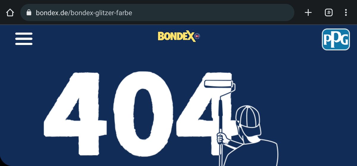 andreaslink's tweet photo. Lol #Bondex #Farbe hat einen #QR auf allen Dosen und dieser führt nun ins Nichts #Error404. Gerade für die #GlitzerFarbe im #Einhorn Ton hätte es doch so viele Ideen gegeben 😁🦄. https://t.co/M0h11C3dAE