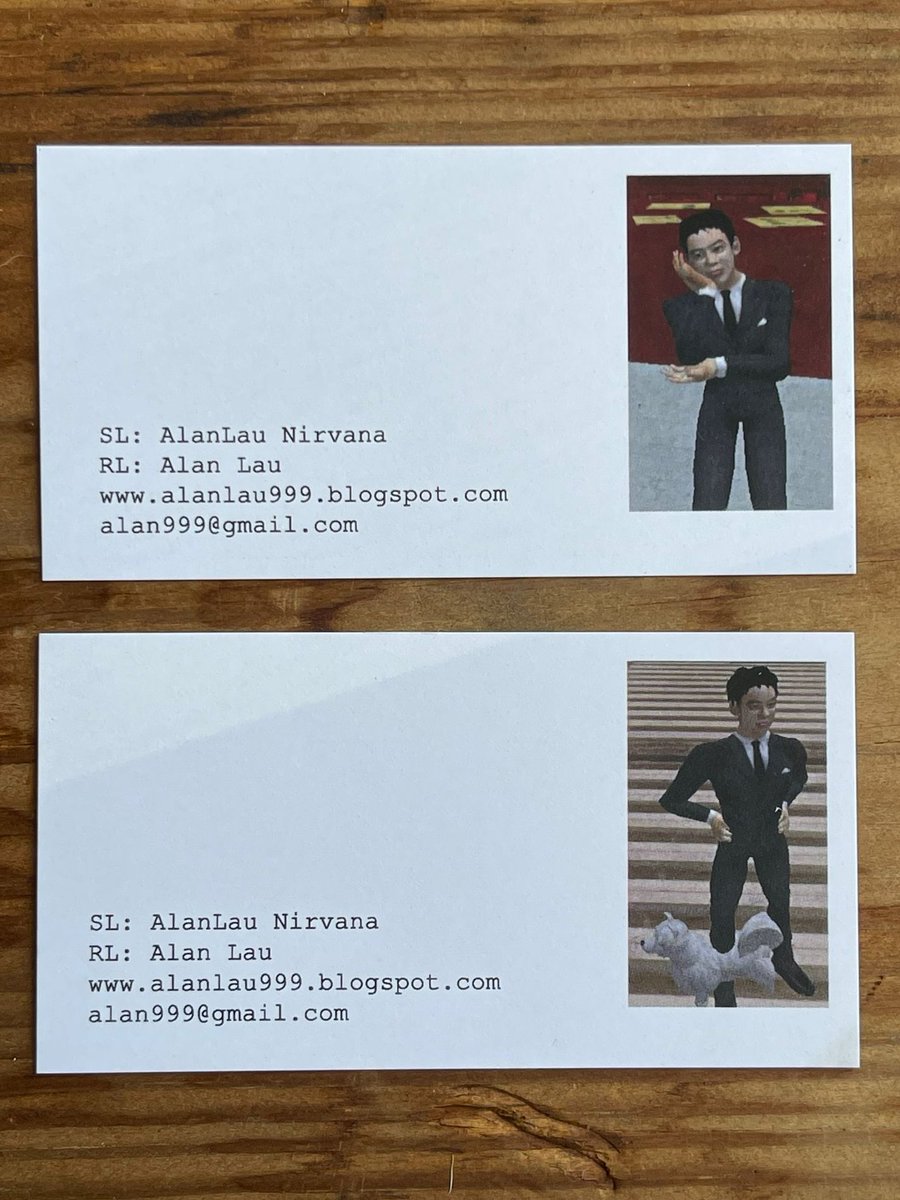 alanlau999's tweet photo. Attic discovery: found these @SecondLife name cards🗃️ I made for myself, circa 2009, when I did the #RMBCity project with artist #CaoFei, built on SL, exploring architectural, political and emotional possibilities in the metaverse. Thread below 🧵 https://t.co/TjXaina5vW
