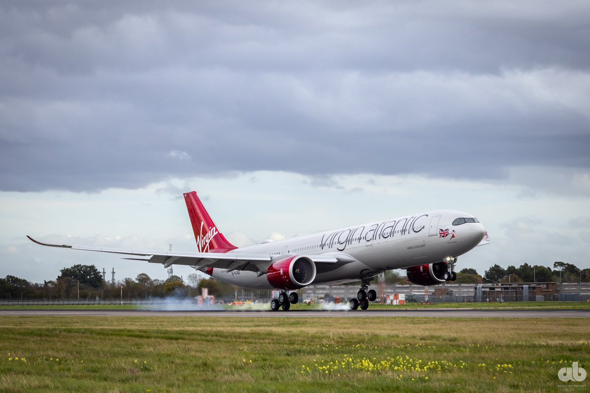 AWBPhotography's tweet photo. Welcome home @VirginAtlantic G-VJAZ. Our new @AirbusintheUK @Airbus A330-900 arrived into @HeathrowAirport yesterday. STUNNING! ❤️ ✈️ #virginatlantic #airbus #A330neo https://t.co/9OecPAg5L3